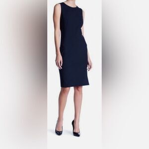 Lafayette 148 Navy Sleeveless Sheath Dress 12 H6
